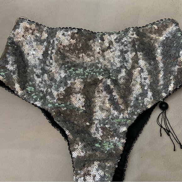 new! for love and lemons silver glimmer sequin high waisted panty 3750 - Picture 3 of 11
